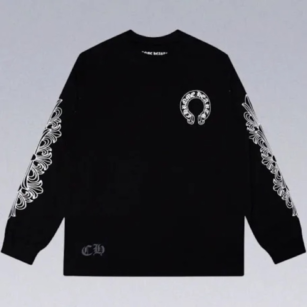 Black Long Sleeve Shirt with White Graphic